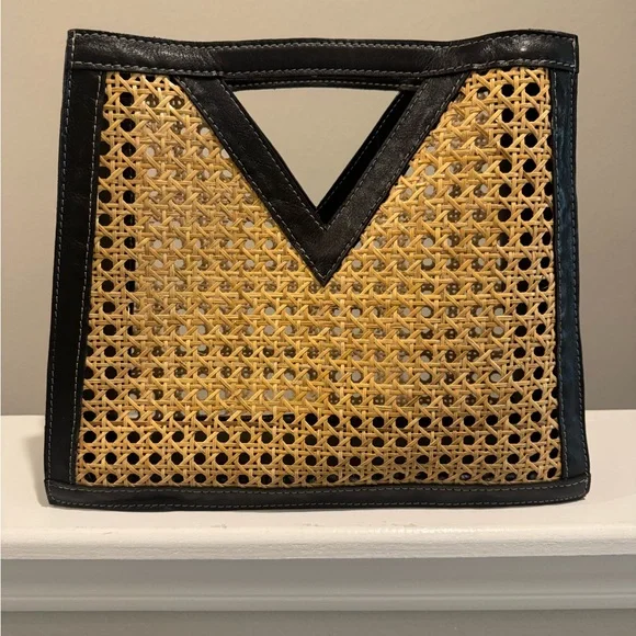 Handcrafted Leather & Rattan Structured Tote | Modern Boho Statement Bag - Picture 2 of 8